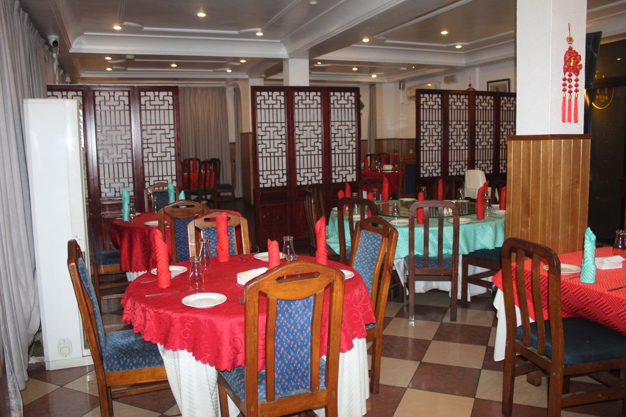 The Chinese restaurant's dining room